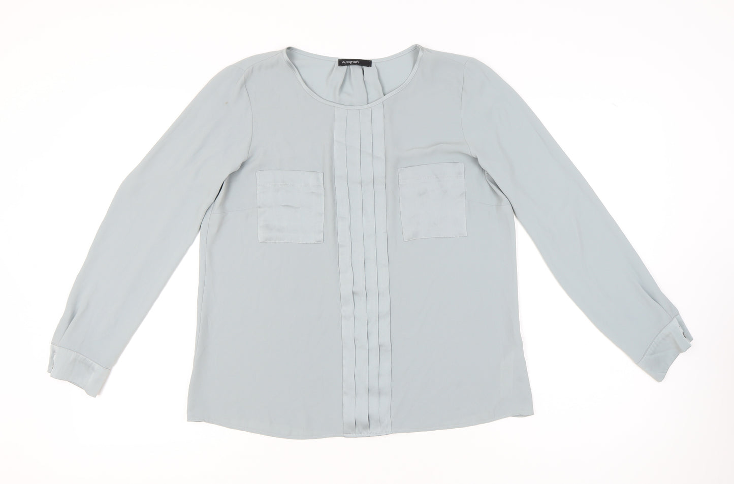 Marks and Spencer Autograph Womens Silver Blouse UK 12 Long Sleeve Workwear