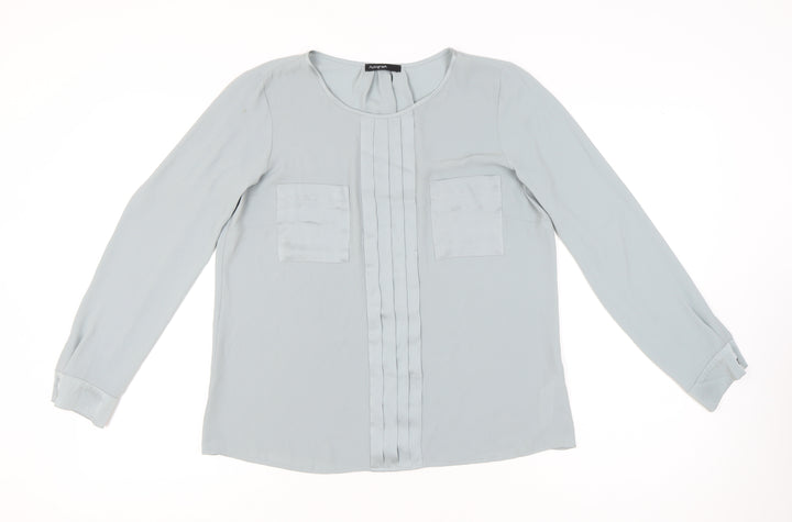 Marks and Spencer Autograph Womens Silver Blouse UK 12 Long Sleeve Workwear