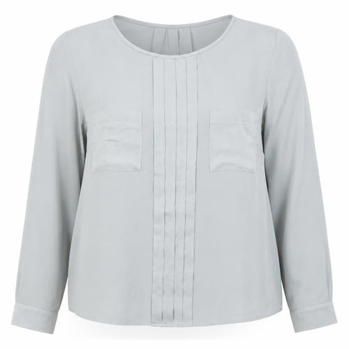 Marks and Spencer Autograph Womens Silver Blouse UK 12 Long Sleeve Workwear