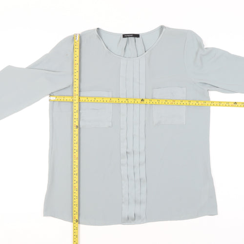 Marks and Spencer Autograph Womens Silver Blouse UK 12 Long Sleeve Workwear