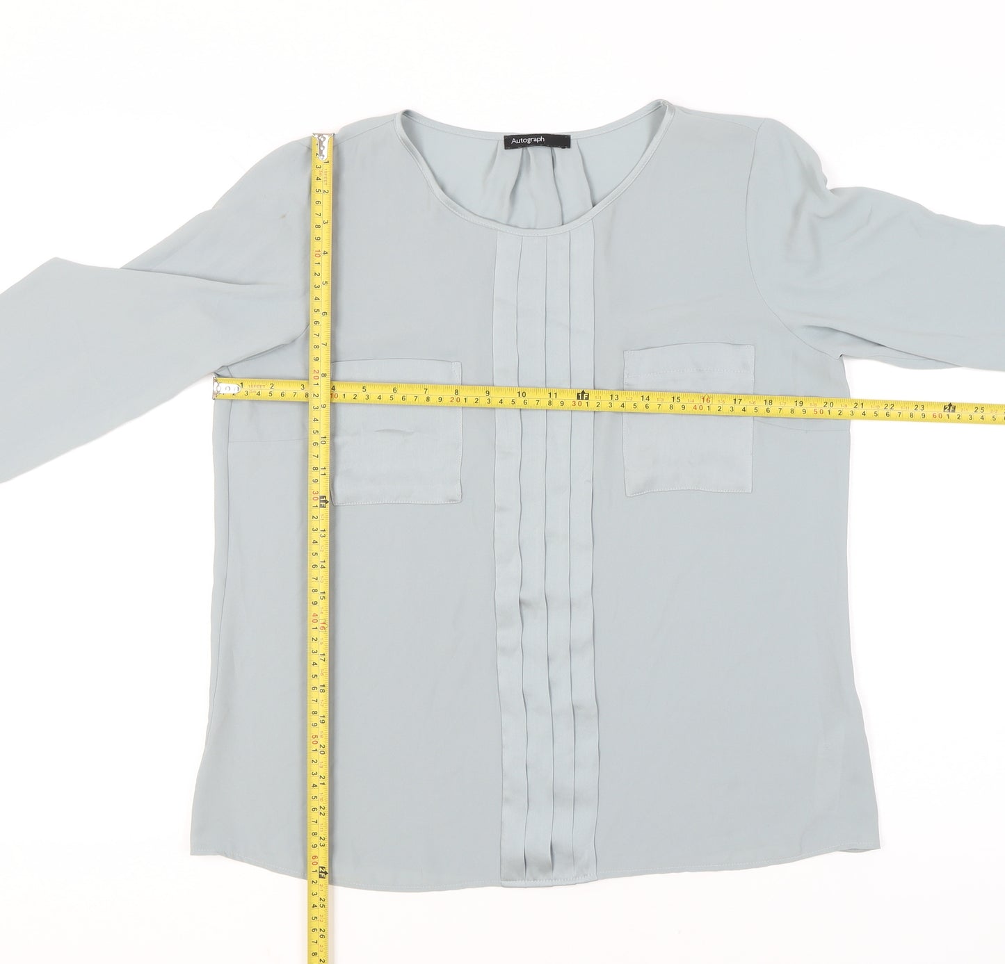 Marks and Spencer Autograph Womens Silver Blouse UK 12 Long Sleeve Workwear