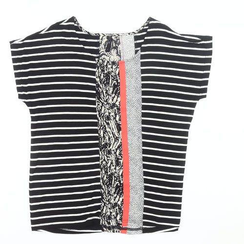 F&F Women’s Black Striped Jersey T-Shirt Size S Short Sleeve