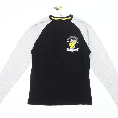 George Men’s Black Grey Pudsey Bear Long Sleeve T-Shirt Size S