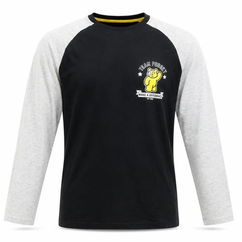 George Men’s Black Grey Pudsey Bear Long Sleeve T-Shirt Size S