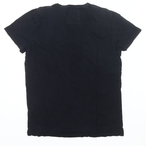 Hollister Men Black S Crew Neck Cotton Logo T-Shirt