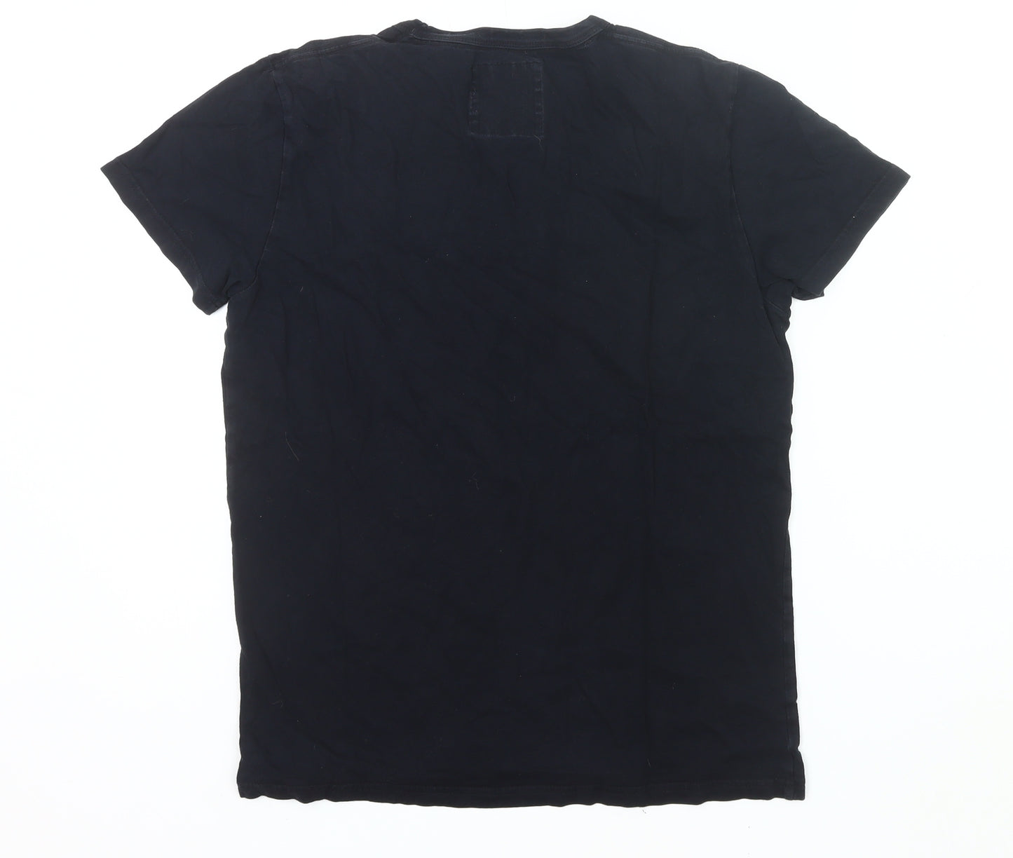 Hollister Men Black S Crew Neck Cotton Logo T-Shirt