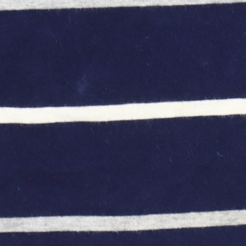 Nanny State Mens Blue Striped Polo Shirt Size L Cotton Short Sleeve