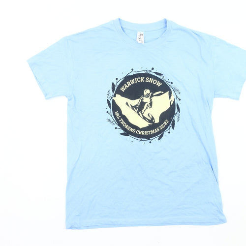 Sol's Warwick Snow Blue Men's Ski Graphic Cotton T-Shirt Size S