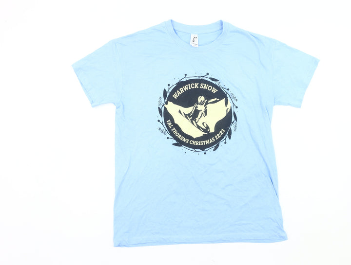 Sol's Warwick Snow Blue Men's Ski Graphic Cotton T-Shirt Size S