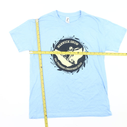 Sol's Warwick Snow Blue Men's Ski Graphic Cotton T-Shirt Size S