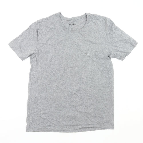 BOSS Mens Grey Cotton Crew Neck Short Sleeve T-Shirt M