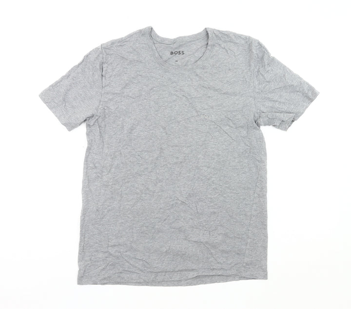 BOSS Mens Grey Cotton Crew Neck Short Sleeve T-Shirt M