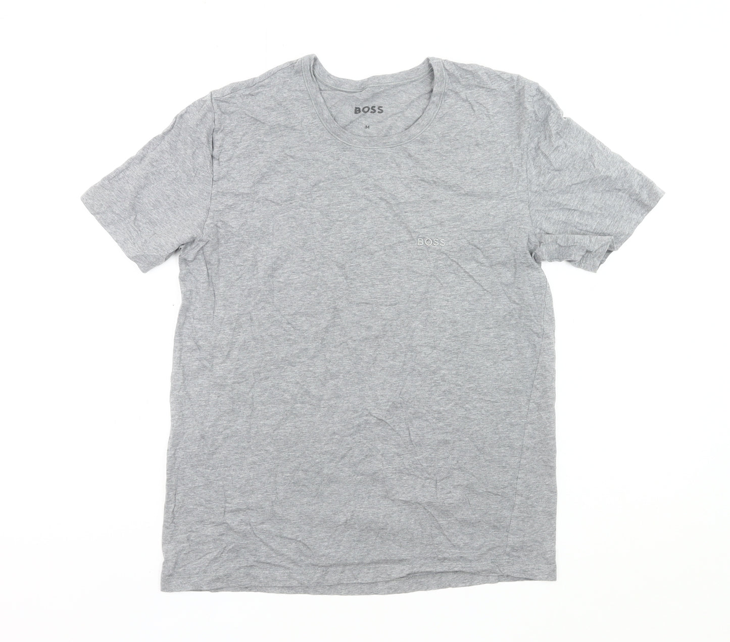 BOSS Mens Grey Cotton Crew Neck Short Sleeve T-Shirt M