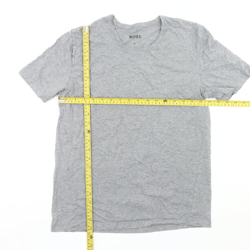 BOSS Mens Grey Cotton Crew Neck Short Sleeve T-Shirt M