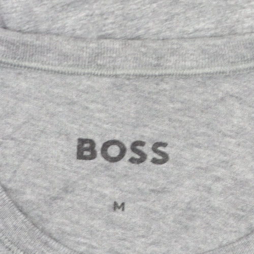 BOSS Mens Grey Cotton Crew Neck Short Sleeve T-Shirt M