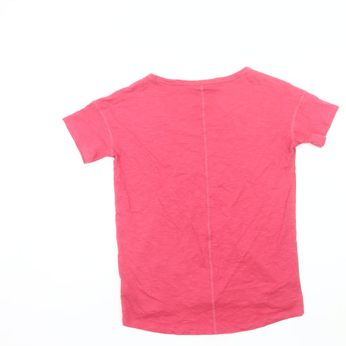 Next Womens Pink T-Shirt UK 6 Plus Scoop Neck Rhinestone Heart