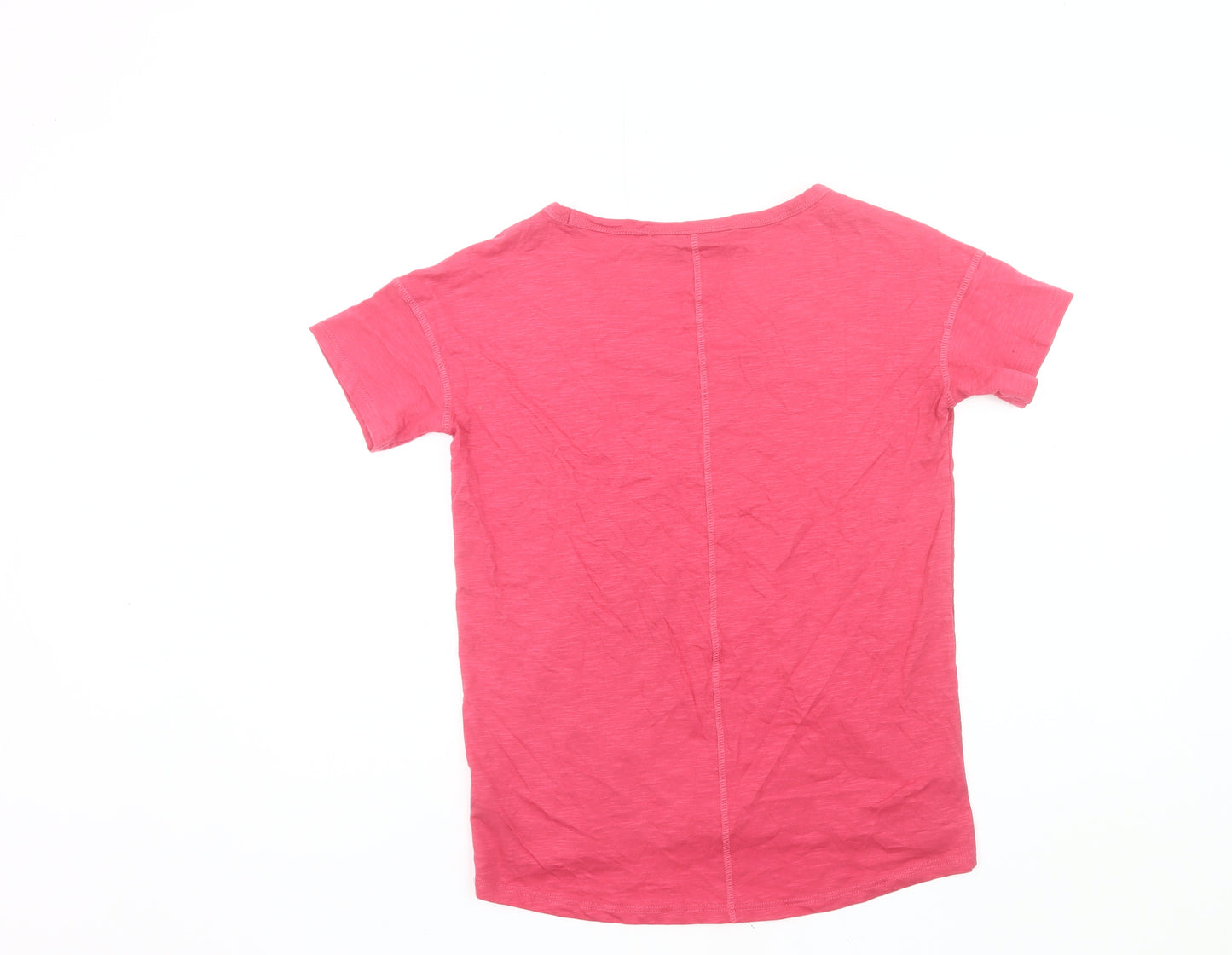Next Womens Pink T-Shirt UK 6 Plus Scoop Neck Rhinestone Heart