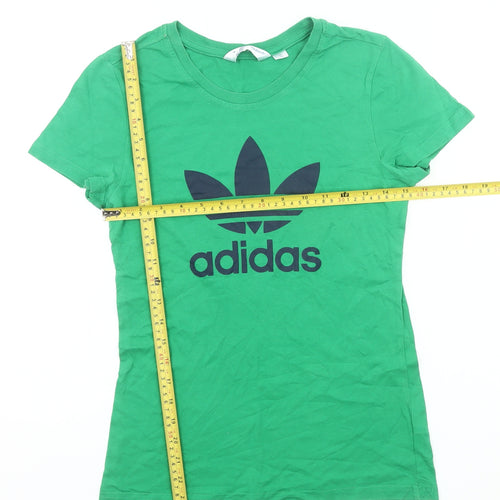 Adidas Womens Green Cotton T-Shirt Size 10 Casual Sportswear