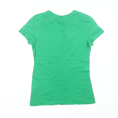Adidas Womens Green Cotton T-Shirt Size 10 Casual Sportswear