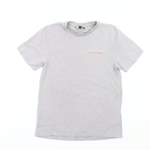 Métissier Paris Boys Grey L Logo Print Cotton Crew Neck T-Shirt