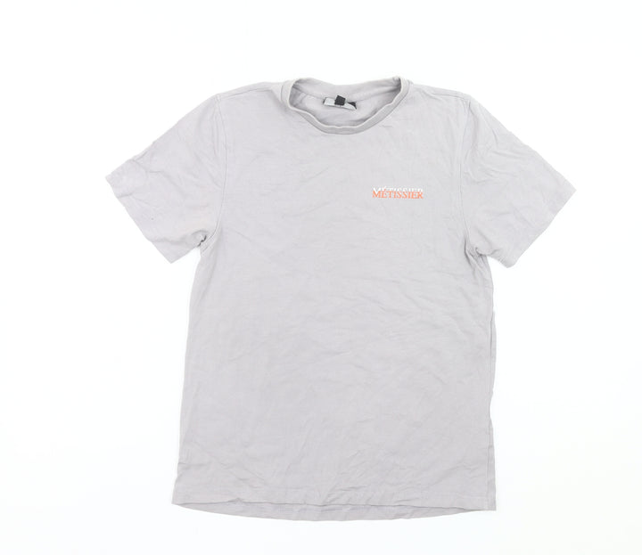 Métissier Paris Boys Grey L Logo Print Cotton Crew Neck T-Shirt