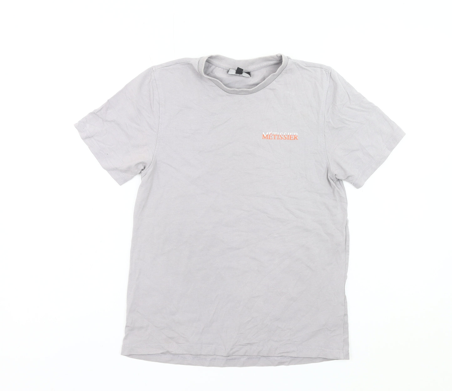 Métissier Paris Boys Grey L Logo Print Cotton Crew Neck T-Shirt