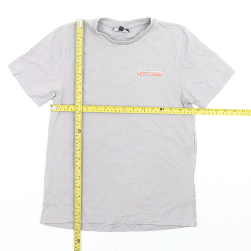 Métissier Paris Boys Grey L Logo Print Cotton Crew Neck T-Shirt