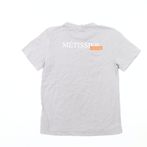 Métissier Paris Boys Grey L Logo Print Cotton Crew Neck T-Shirt