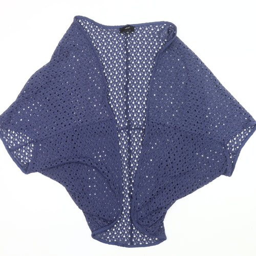 Next Women's Blue Cotton Crochet Shrug Size S Open-Knit Summer Casual