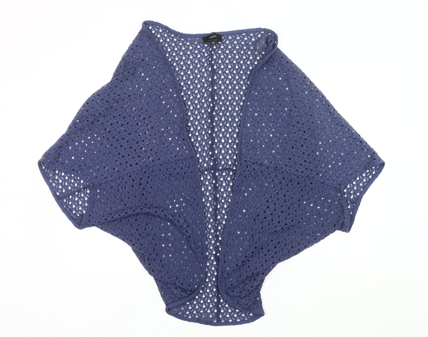 Next Women's Blue Cotton Crochet Shrug Size S Open-Knit Summer Casual
