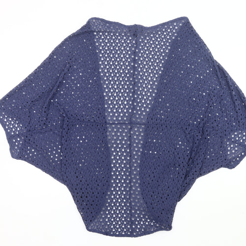 Next Women's Blue Cotton Crochet Shrug Size S Open-Knit Summer Casual
