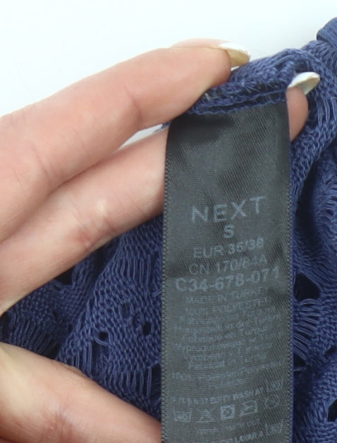 Next Women's Blue Cotton Crochet Shrug Size S Open-Knit Summer Casual