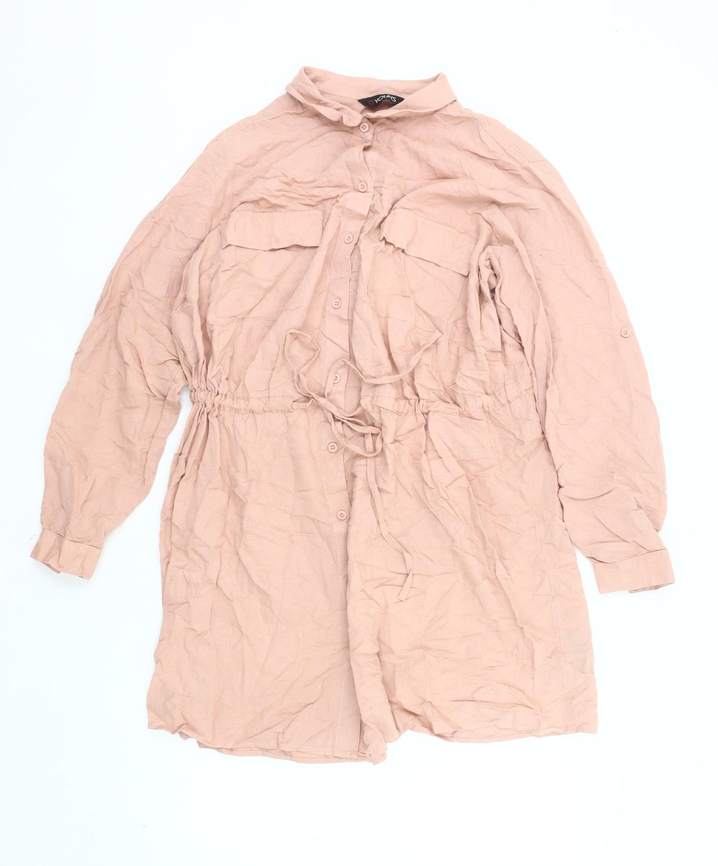 Yours Womens Pink Shirt Dress Size 18 Collared Button Knee Length