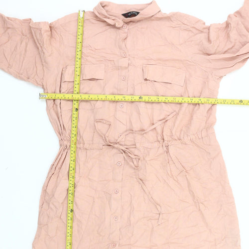 Yours Womens Pink Shirt Dress Size 18 Collared Button Knee Length