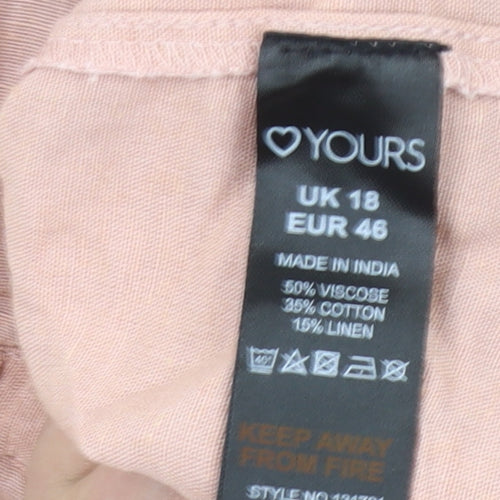 Yours Womens Pink Shirt Dress Size 18 Collared Button Knee Length