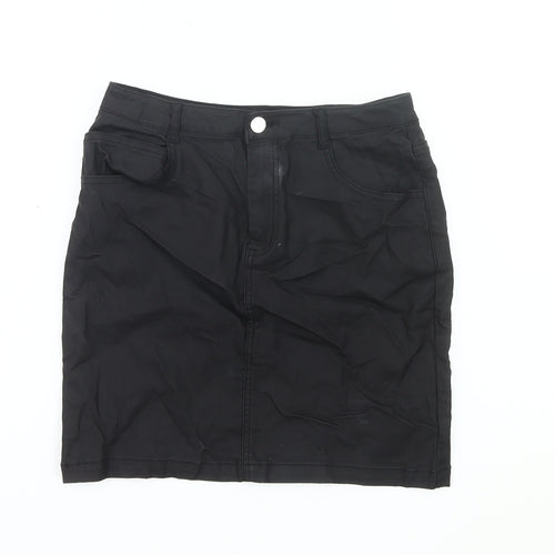 Missguided Women’s Black Cotton Stretch Denim Knee Length Pencil Skirt UK 10