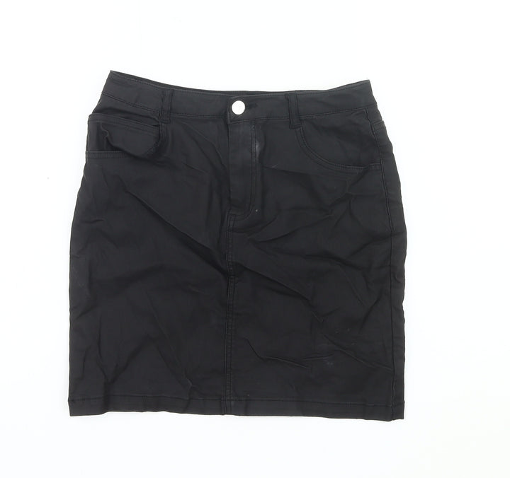 Missguided Women’s Black Cotton Stretch Denim Knee Length Pencil Skirt UK 10