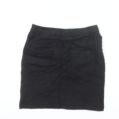 Missguided Women’s Black Cotton Stretch Denim Knee Length Pencil Skirt UK 10