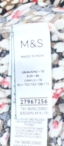 Marks and Spencer Women’s Multicoloured Cotton Blouse Size 18