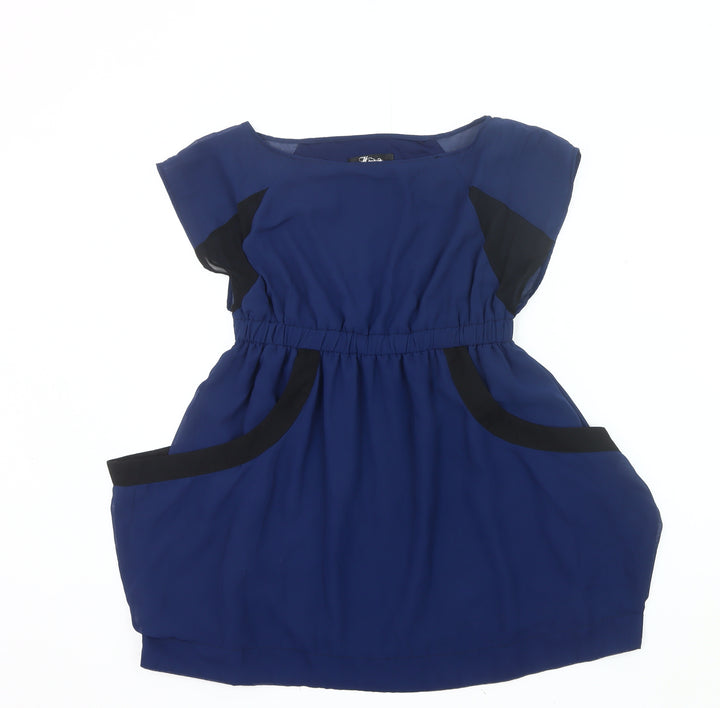Harper Women’s Blue Tunic Blouse Size 12 Colourblock Cap Sleeve