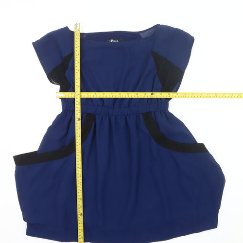 Harper Women’s Blue Tunic Blouse Size 12 Colourblock Cap Sleeve