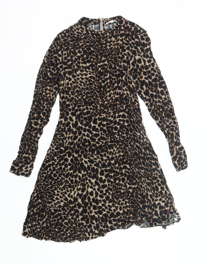 Warehouse Women’s Brown Leopard Print A-Line Dress Size 10