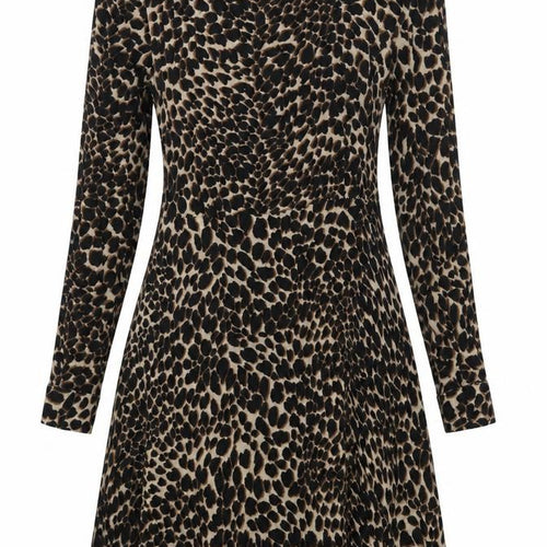 Warehouse Women’s Brown Leopard Print A-Line Dress Size 10