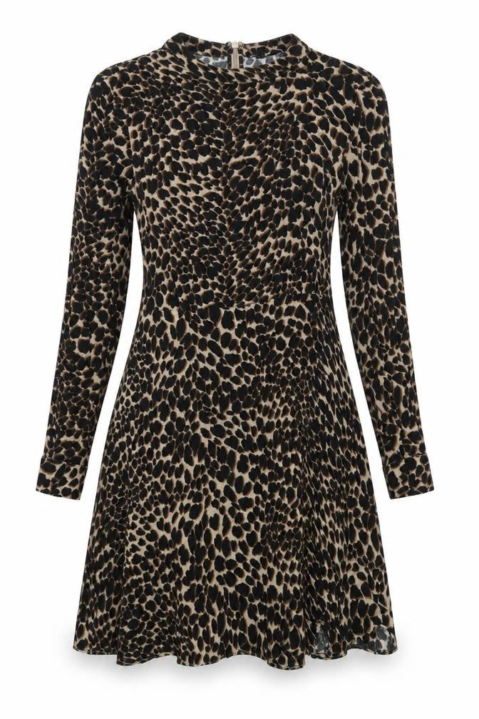 Warehouse Women’s Brown Leopard Print A-Line Dress Size 10