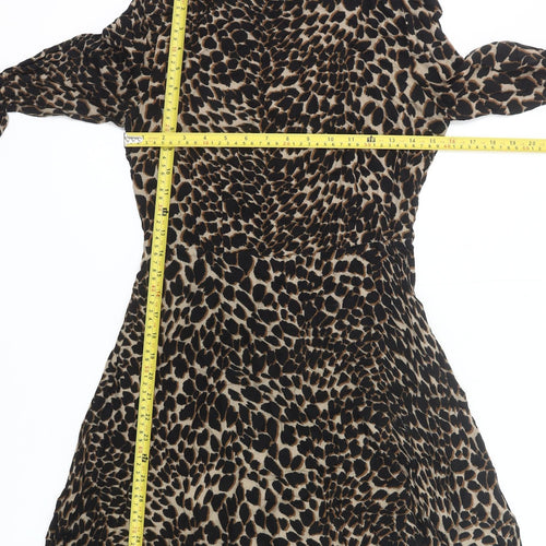 Warehouse Women’s Brown Leopard Print A-Line Dress Size 10