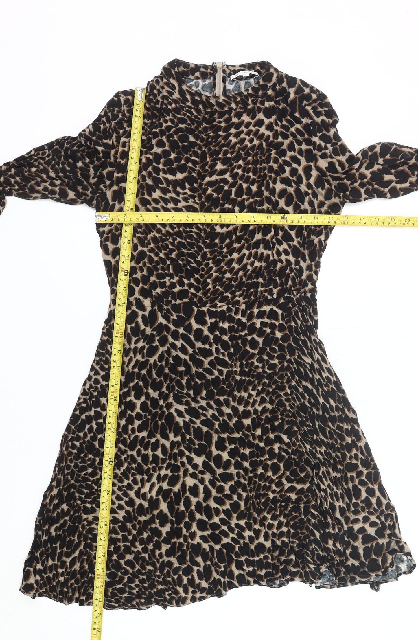 Warehouse Women’s Brown Leopard Print A-Line Dress Size 10