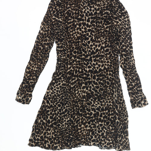 Warehouse Women’s Brown Leopard Print A-Line Dress Size 10