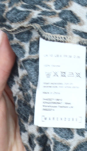 Warehouse Women’s Brown Leopard Print A-Line Dress Size 10