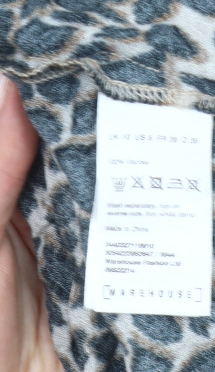 Warehouse Women’s Brown Leopard Print A-Line Dress Size 10