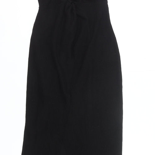 Bershka Women’s Black XS Bodycon Midi Dress Cut Out Party